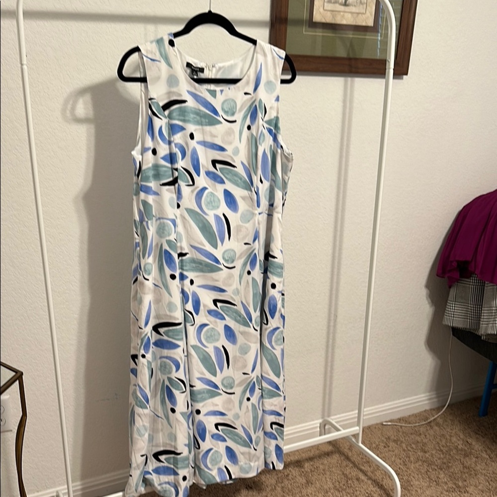 Alfani Sleeveless Abstract Dress - Blue and White